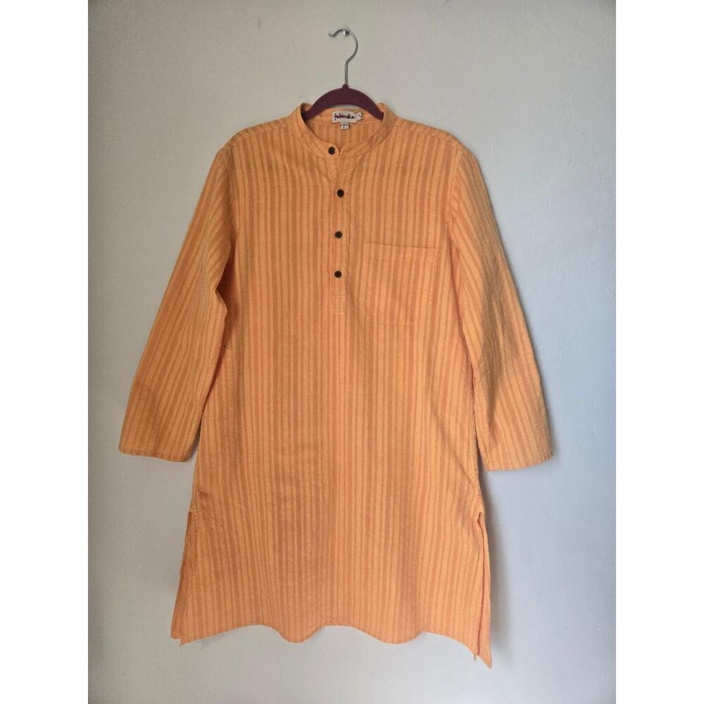 Boho Woman's Ethnic Kurta Tunic. Orange. Size S.